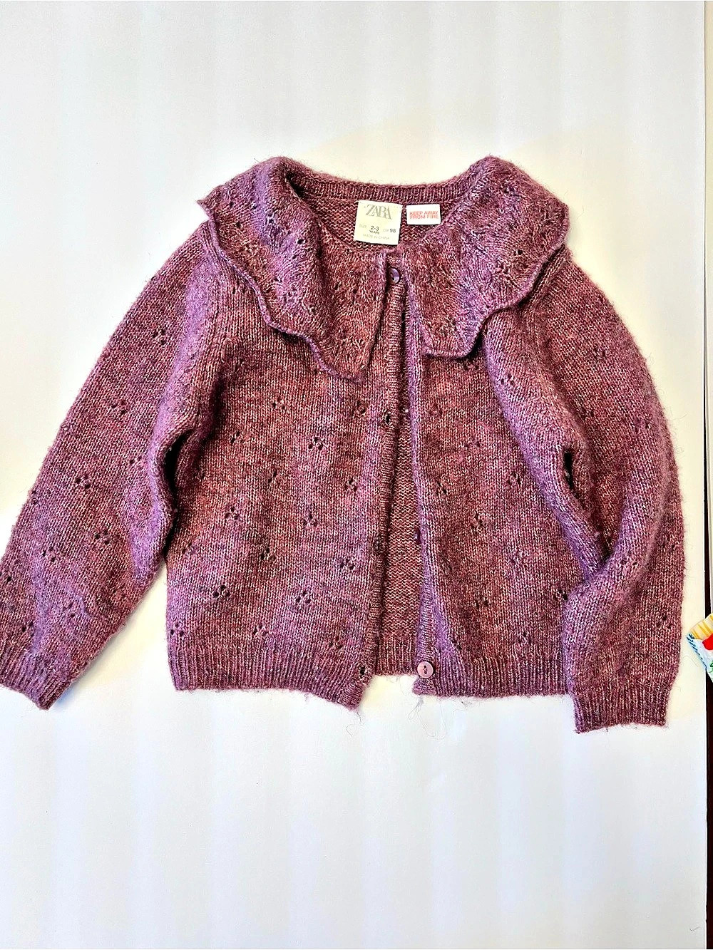 Zara Girls 2-3Y Purple Knit Cardigan